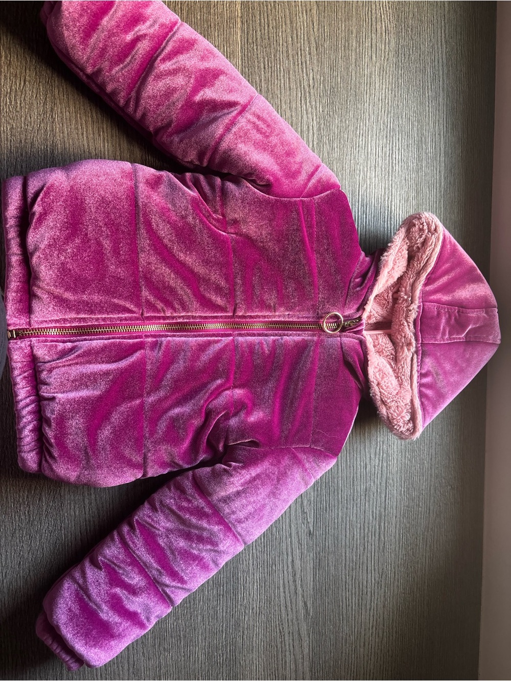 Epic Threads velvet Plush Hooded Jacket in Light Pink and Magenta size 3T